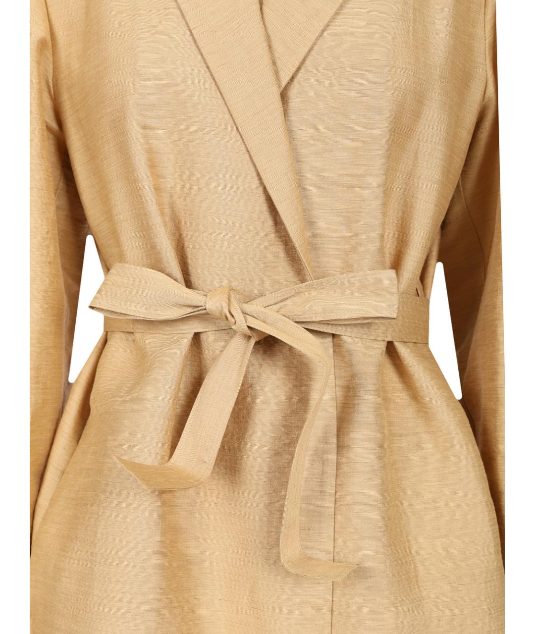MAX MARA Бежевый льняной тренч/плащ, фото 5