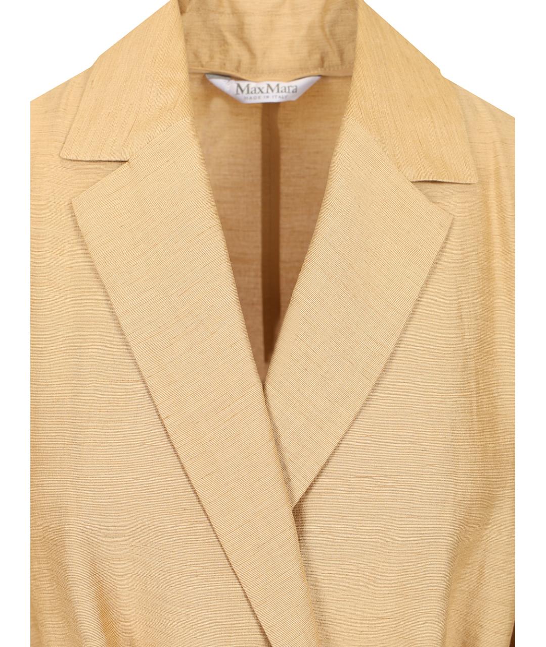 MAX MARA Бежевый льняной тренч/плащ, фото 4