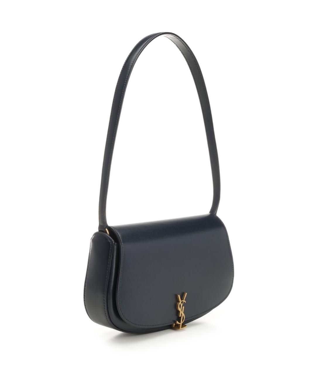 SAINT LAURENT Темно-синяя кожаная сумка через плечо, фото 2
