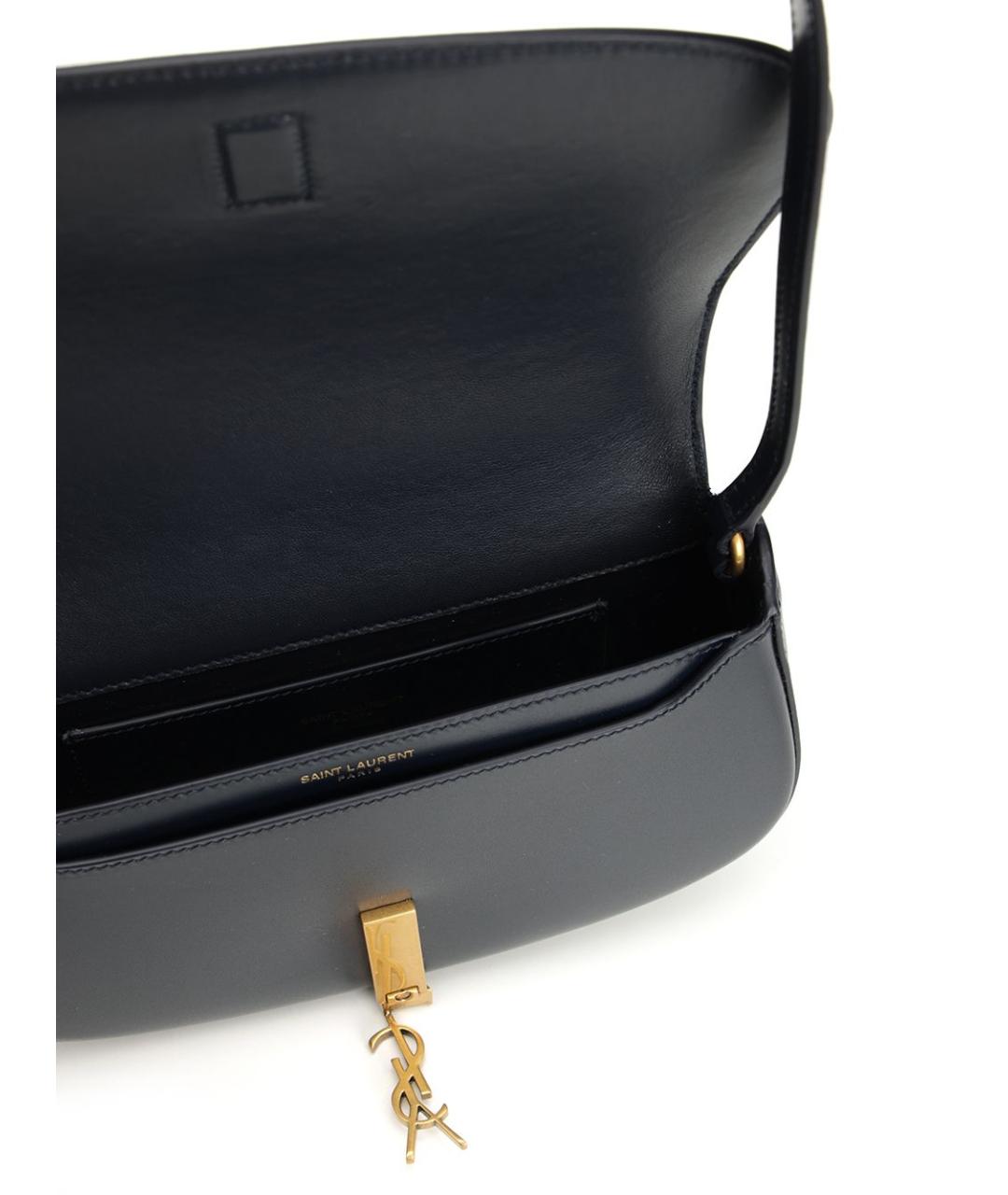 SAINT LAURENT Темно-синяя кожаная сумка через плечо, фото 4