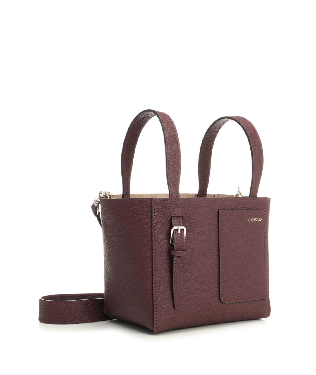 VALEXTRA Бордовая кожаная сумка тоут, фото 2
