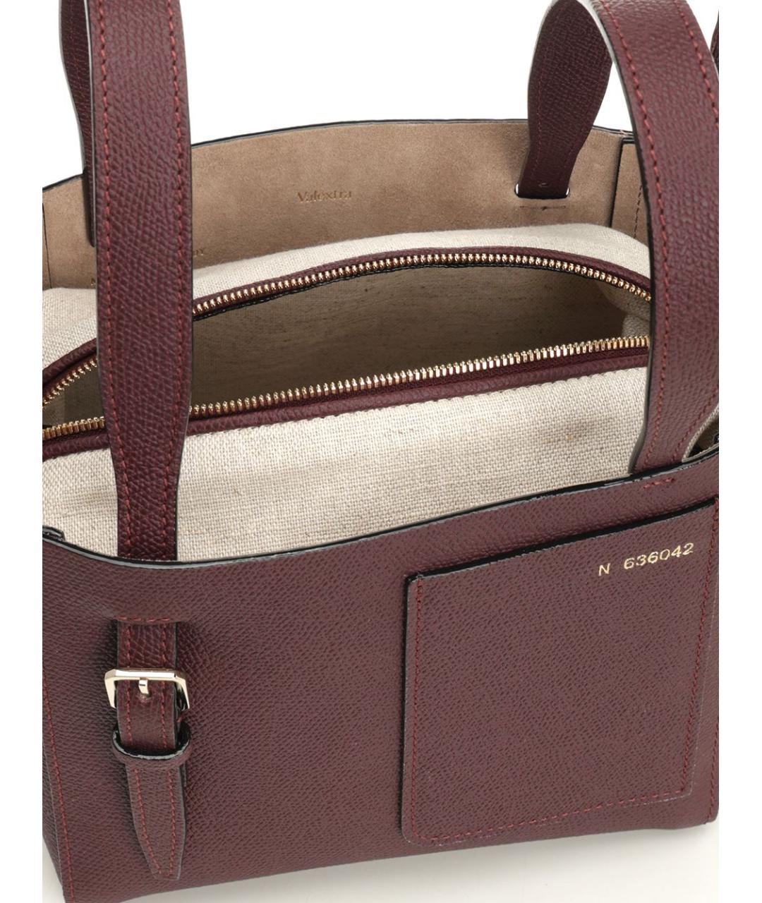 VALEXTRA Бордовая кожаная сумка тоут, фото 4