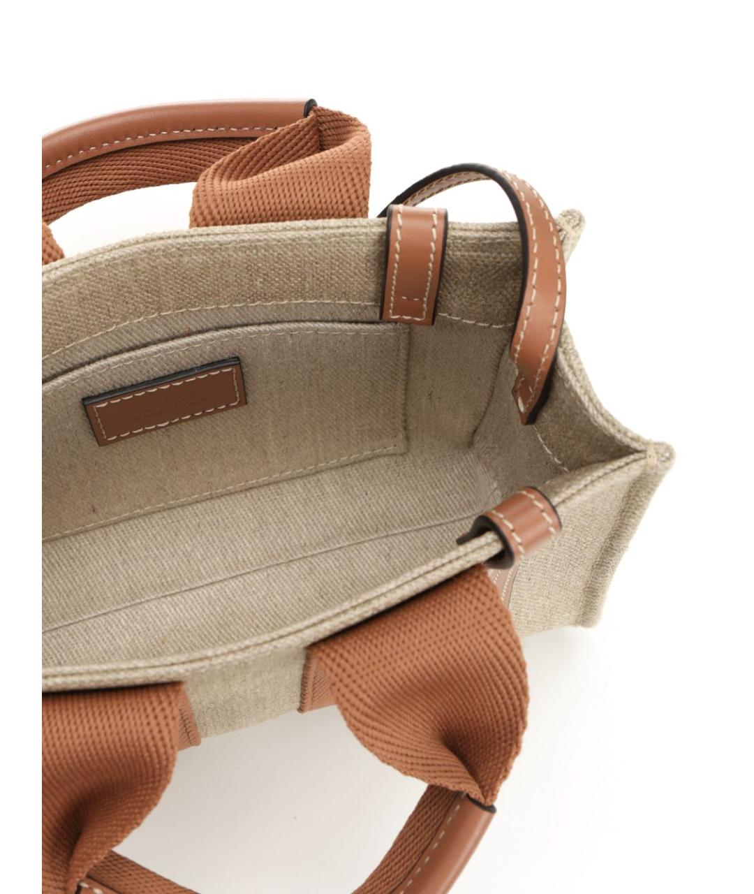 CHLOE Бежевая льняная сумка тоут, фото 4