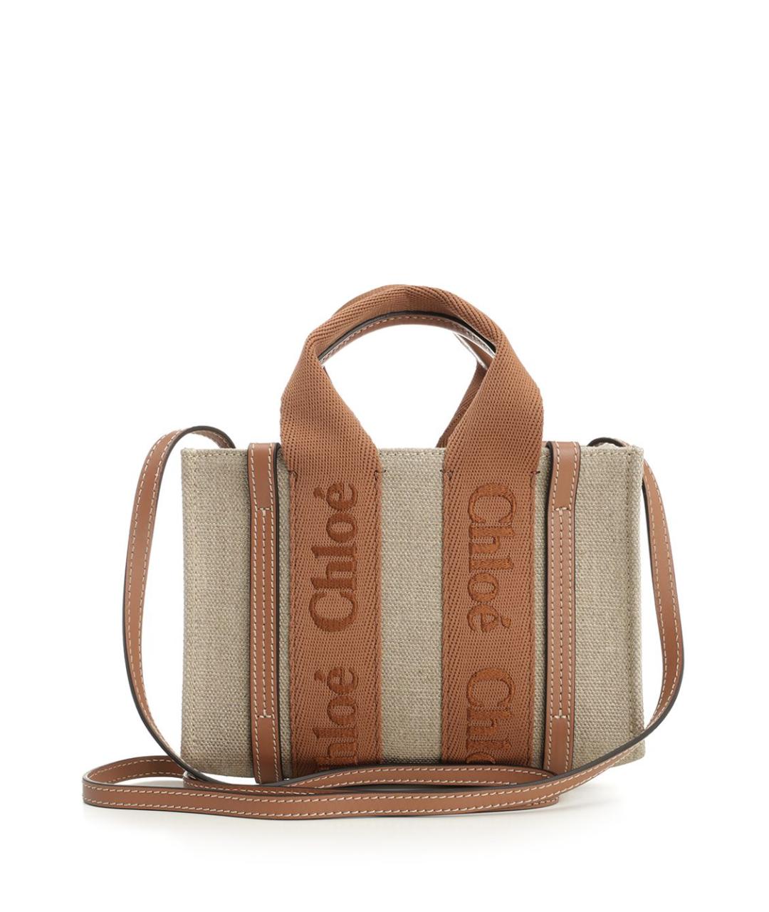 CHLOE Бежевая льняная сумка тоут, фото 3