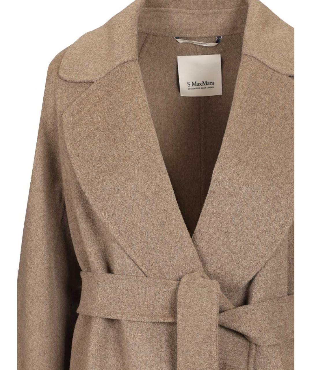 'S MAX MARA Бежевое шерстяное пальто, фото 4