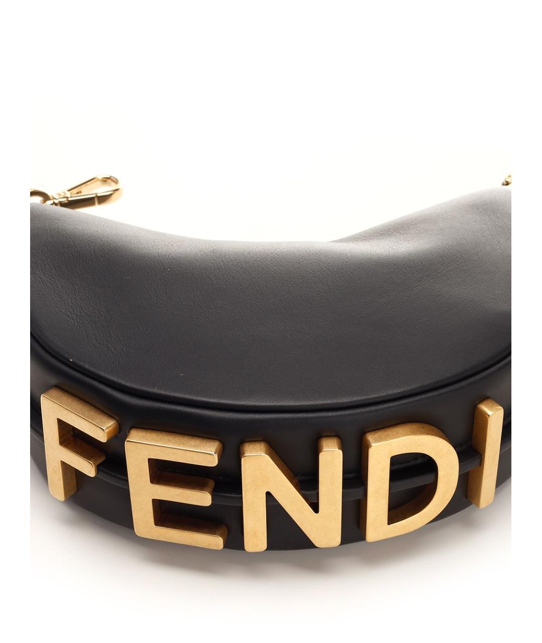 FENDI Черная кожаная сумка через плечо, фото 4