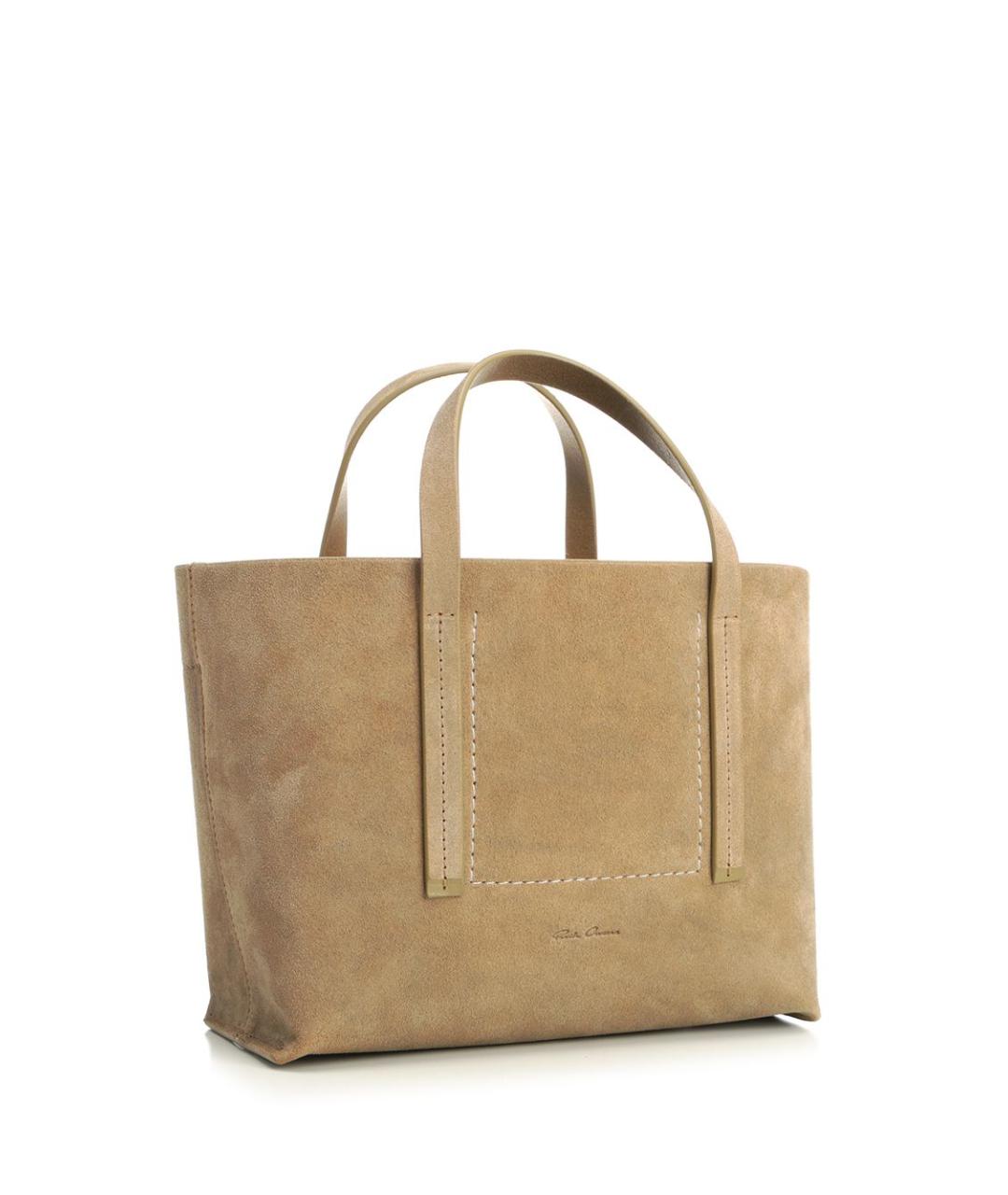 RICK OWENS Бежевая замшевая сумка тоут, фото 2