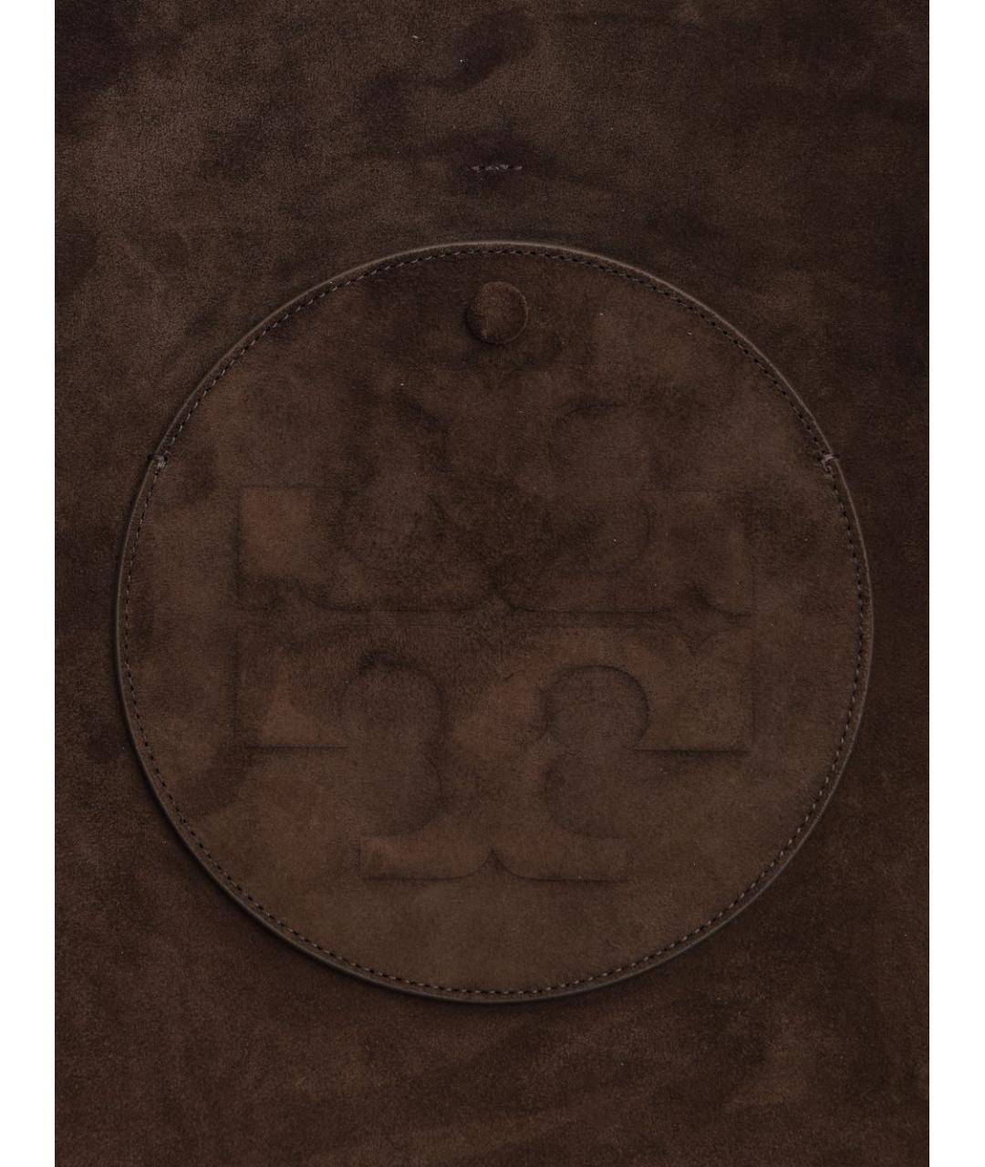 TORY BURCH Коричневая замшевая сумка с короткими ручками, фото 5