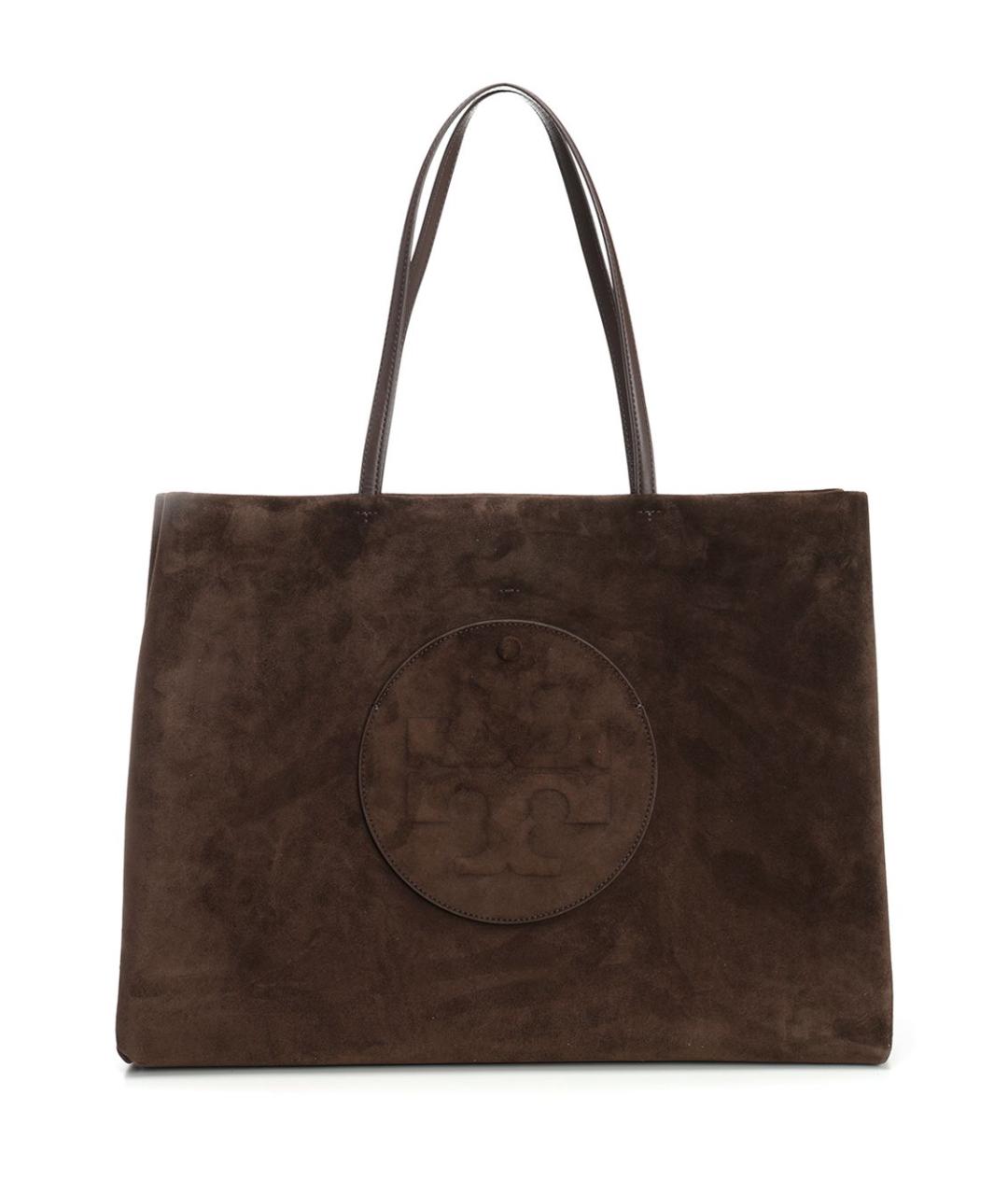 TORY BURCH Коричневая замшевая сумка с короткими ручками, фото 1