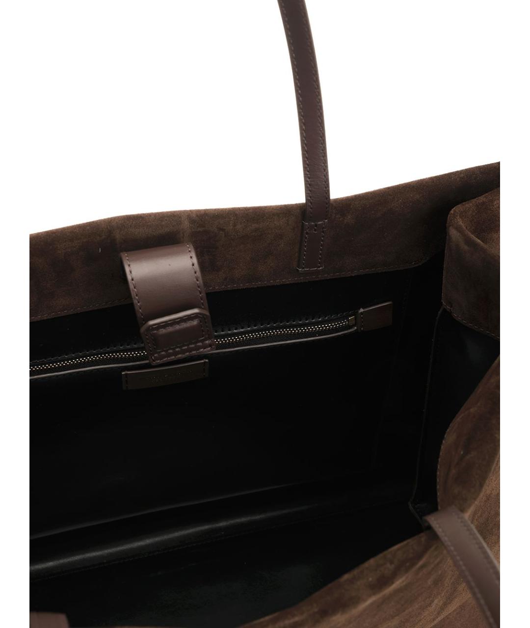 TORY BURCH Коричневая замшевая сумка с короткими ручками, фото 4