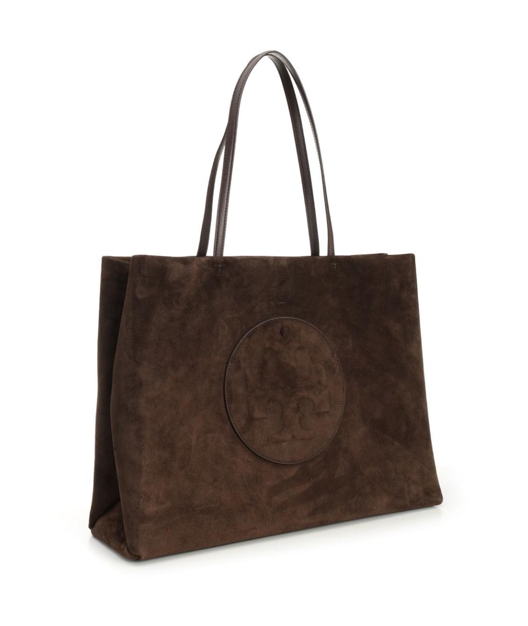 TORY BURCH Коричневая замшевая сумка с короткими ручками, фото 2