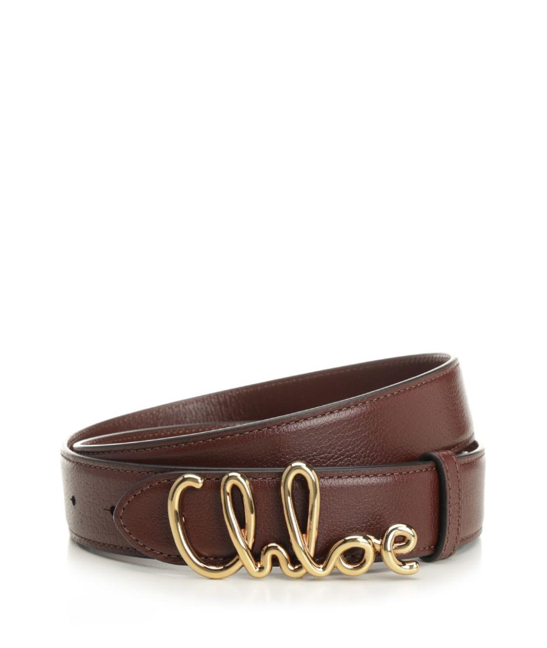 CHLOE Коричневый кожаный ремень, фото 1