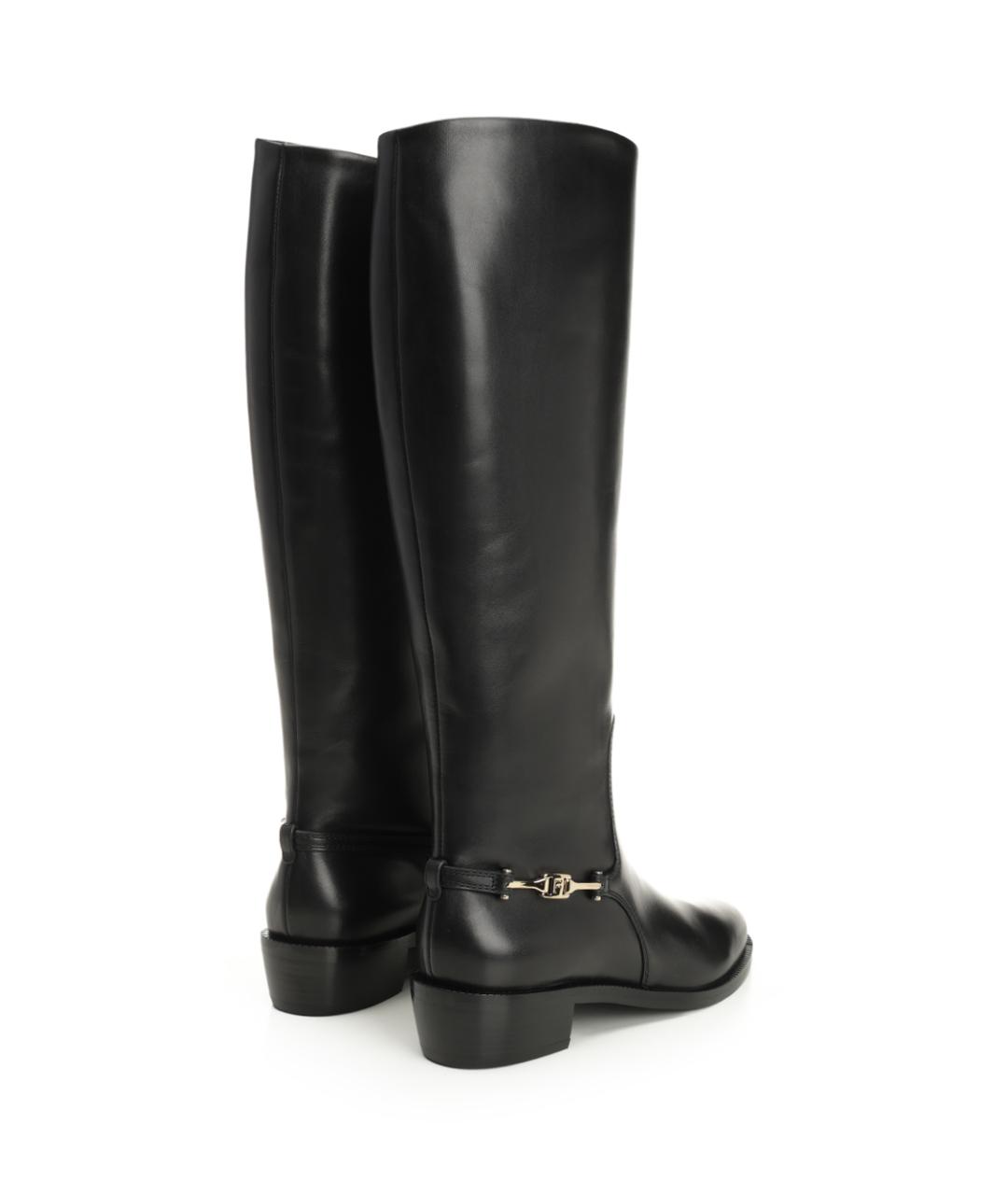 FERRAGAMO Черные кожаные сапоги, фото 3