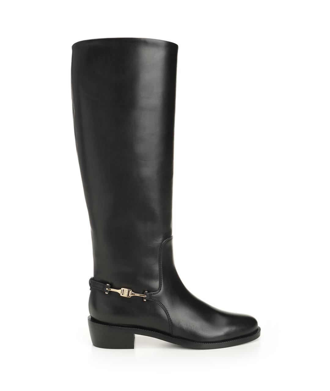 FERRAGAMO Черные кожаные сапоги, фото 1