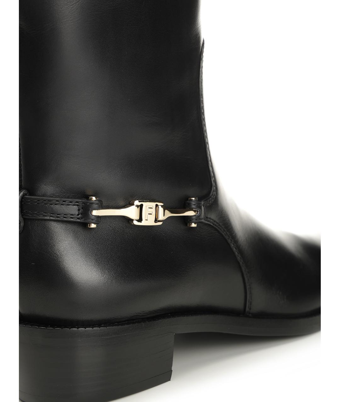 FERRAGAMO Черные кожаные сапоги, фото 6