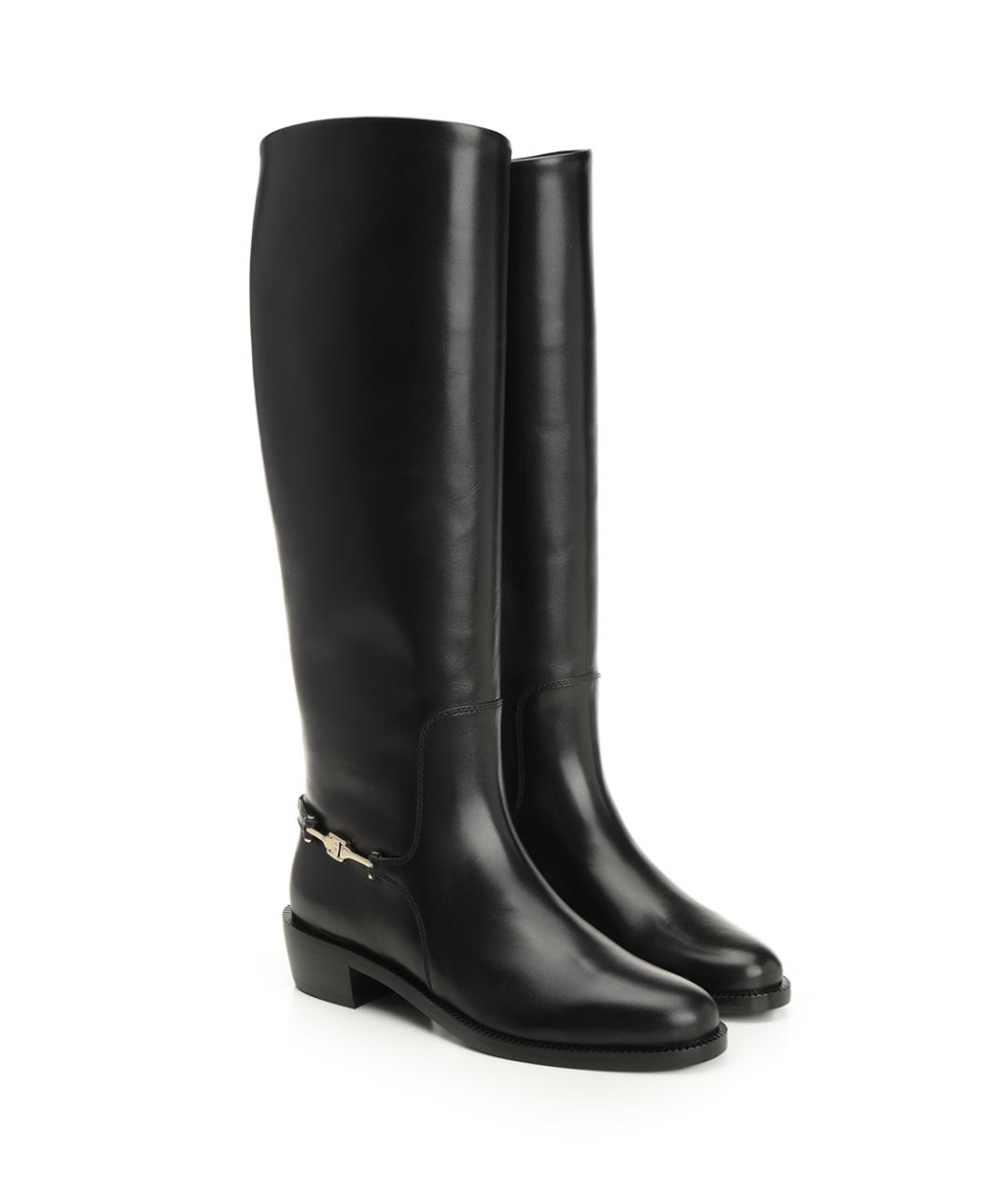 FERRAGAMO Черные кожаные сапоги, фото 2