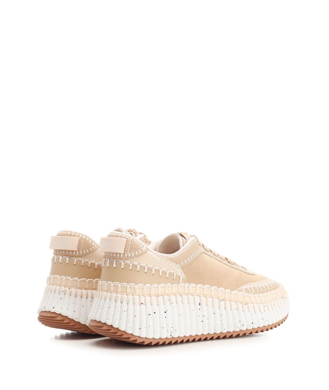 CHLOE Бежевые кожаные кроссовки, фото 3