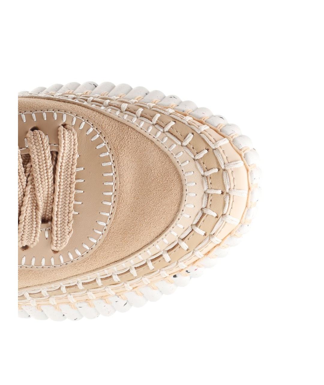 CHLOE Бежевые кожаные кроссовки, фото 4