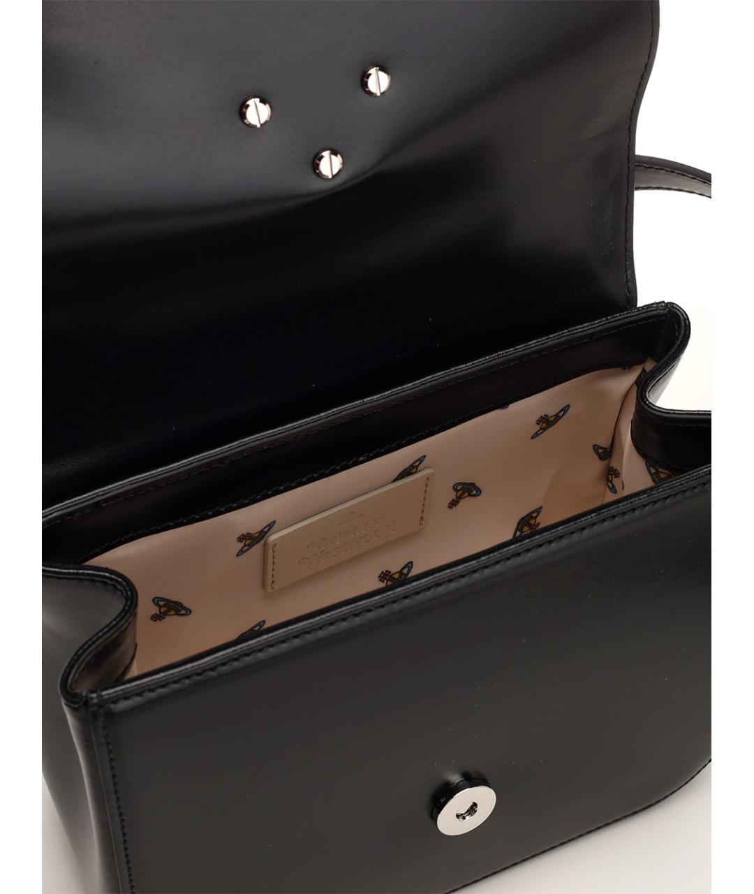 VIVIENNE WESTWOOD Черная кожаная сумка через плечо, фото 4