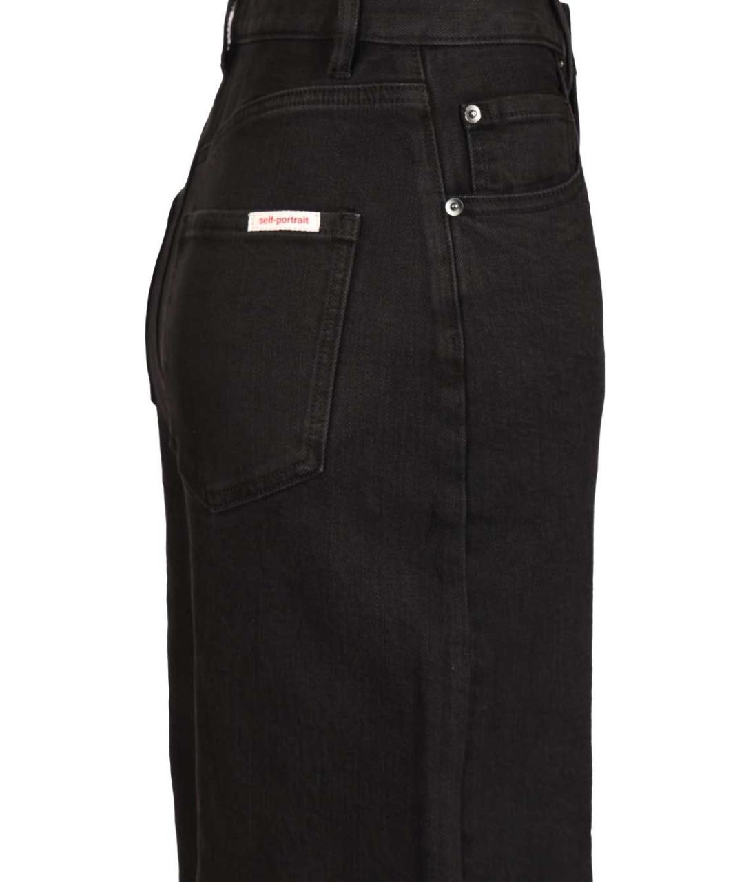SELF-PORTRAIT Черные хлопко-эластановые прямые джинсы, фото 3