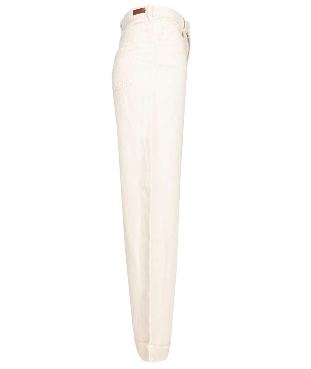 EMPORIO ARMANI Белые хлопковые прямые джинсы, фото 3