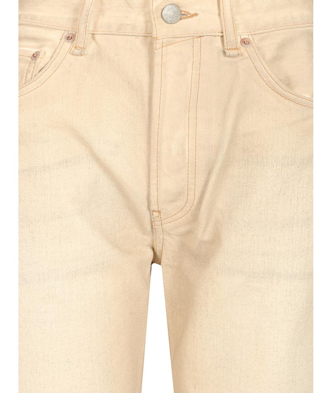ACNE STUDIOS Бежевые хлопковые прямые джинсы, фото 4