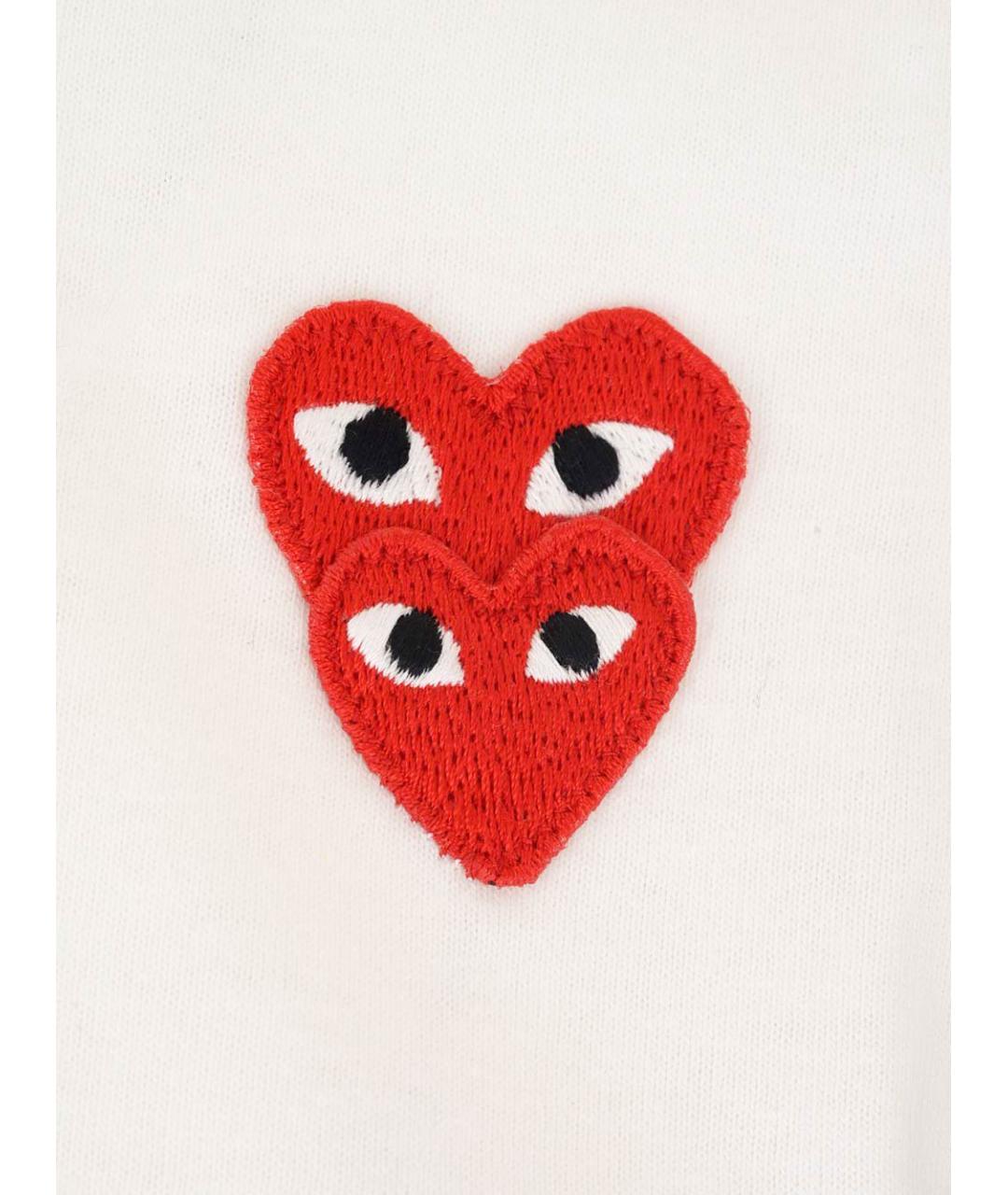 COMME DES GARÇONS PLAY Белая хлопковая футболка, фото 3