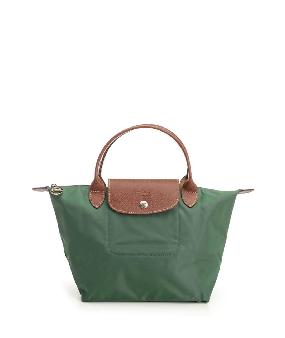 LONGCHAMP Зеленая тканевая сумка с короткими ручками, фото 1