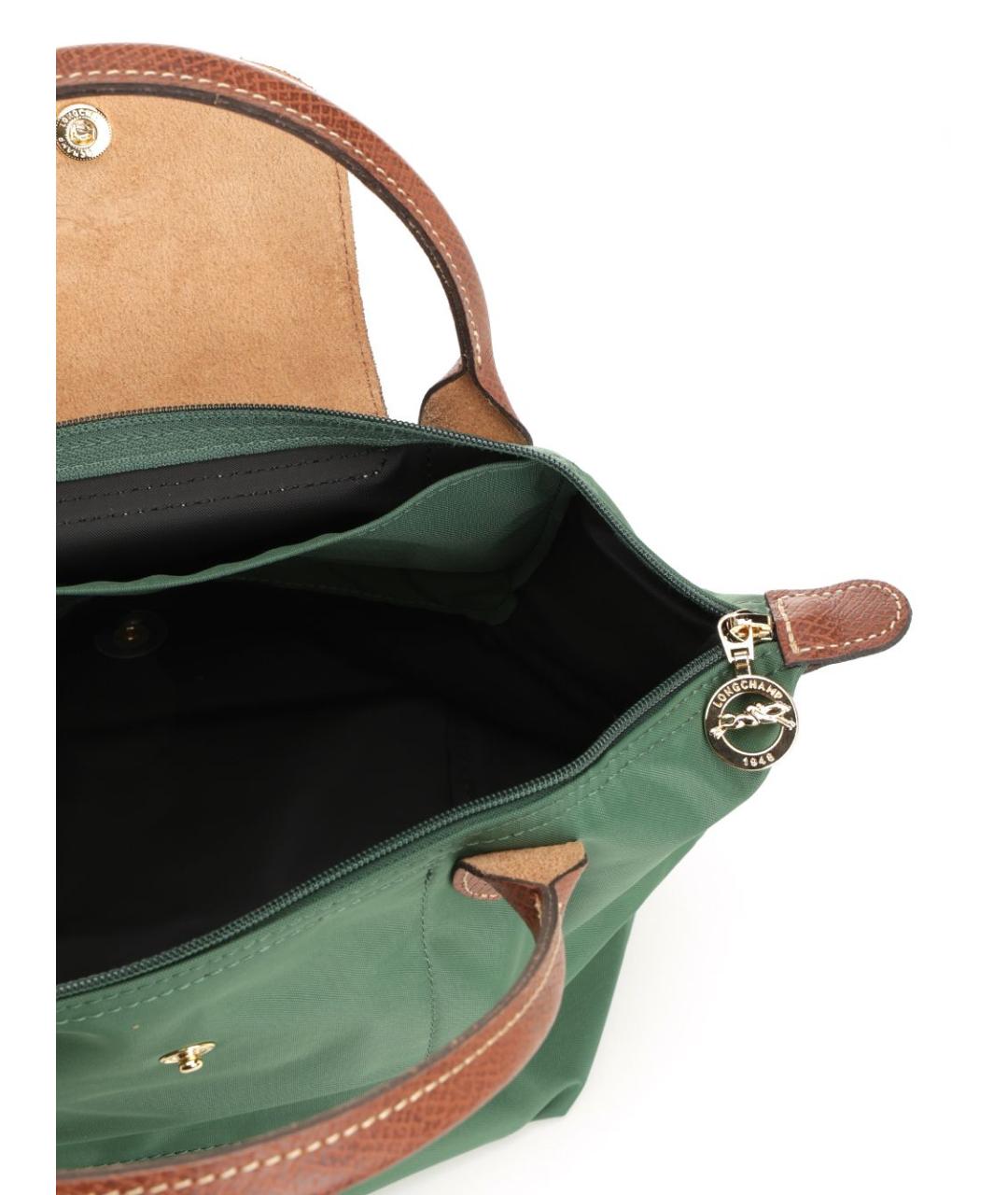 LONGCHAMP Зеленая тканевая сумка с короткими ручками, фото 4