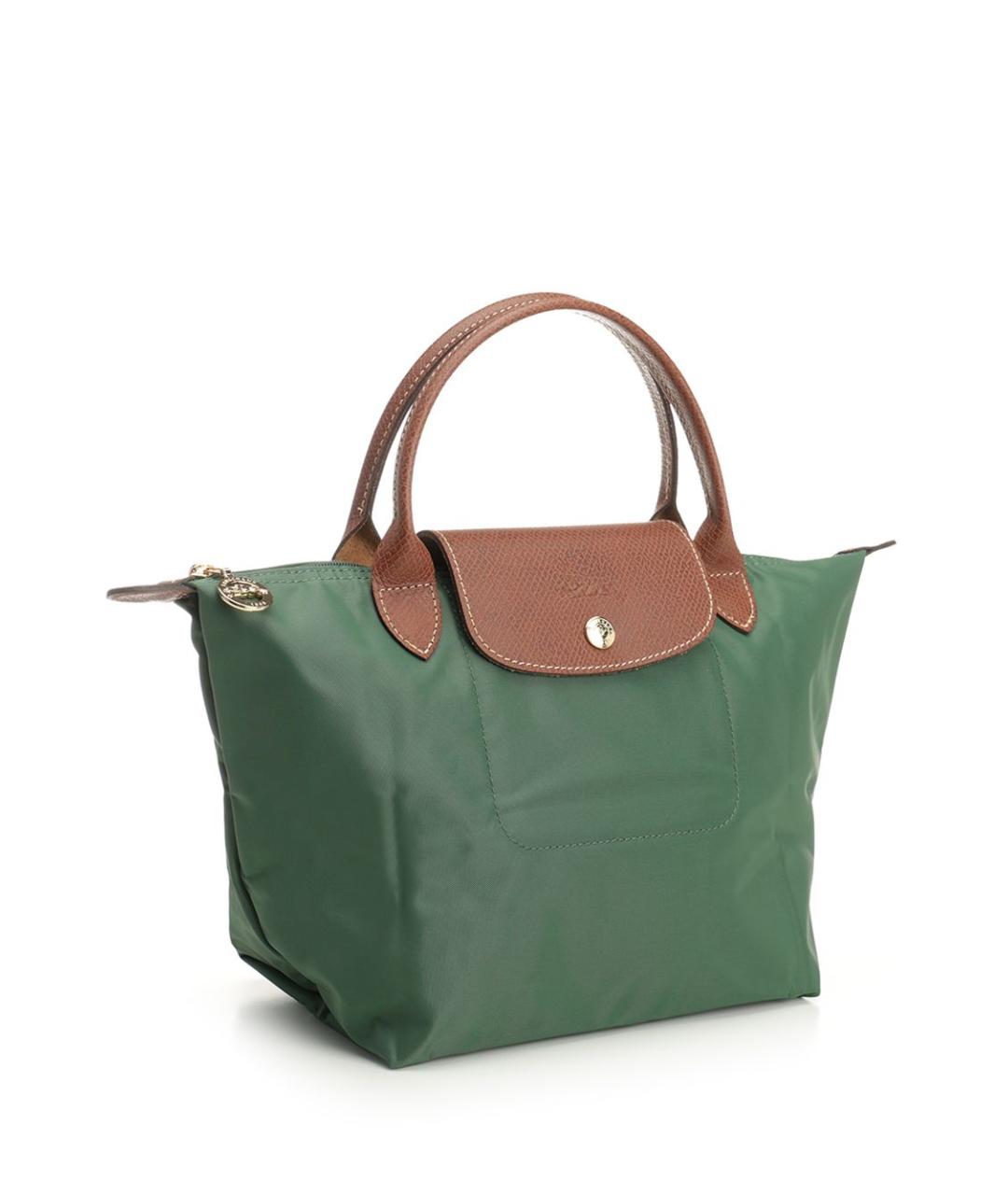 LONGCHAMP Зеленая тканевая сумка с короткими ручками, фото 2