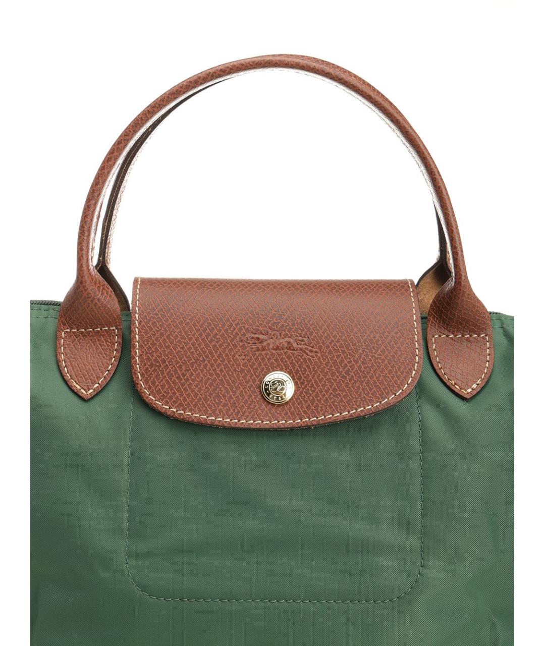 LONGCHAMP Зеленая тканевая сумка с короткими ручками, фото 5
