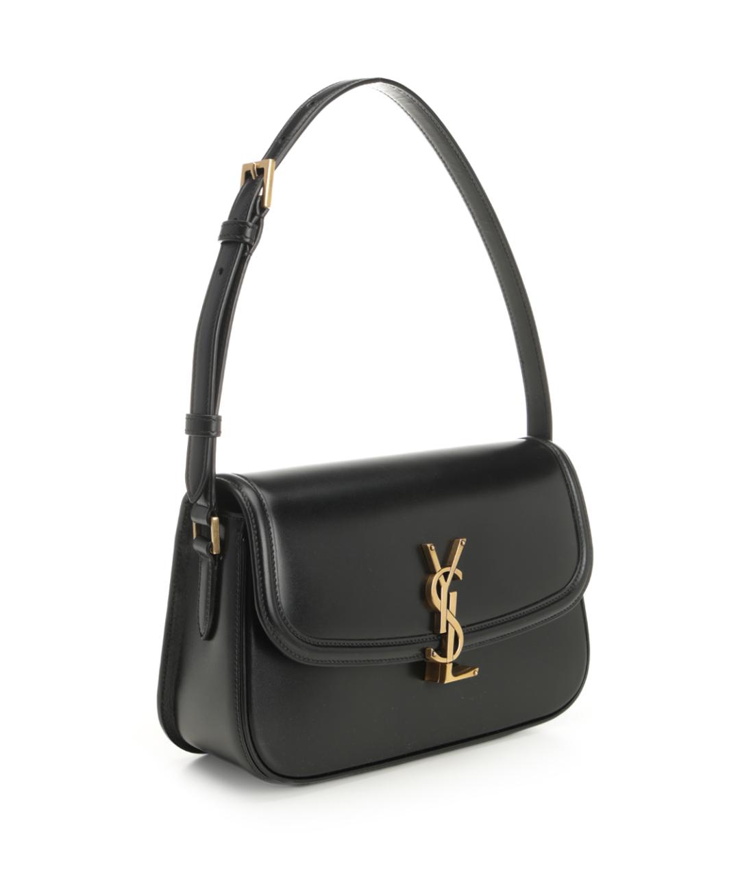 SAINT LAURENT Черная кожаная сумка через плечо, фото 2
