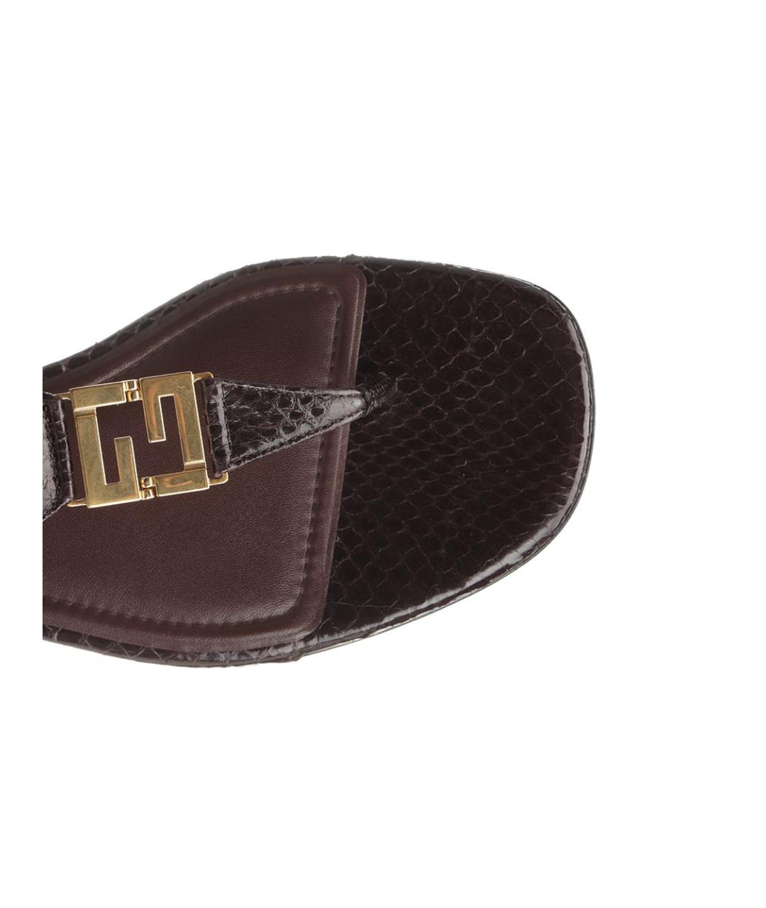 FENDI Бордовые кожаные сандалии, фото 4