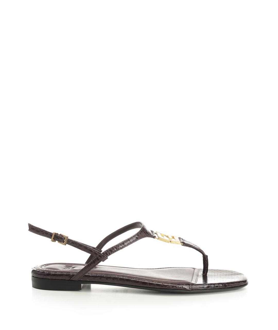 FENDI Бордовые кожаные сандалии, фото 1