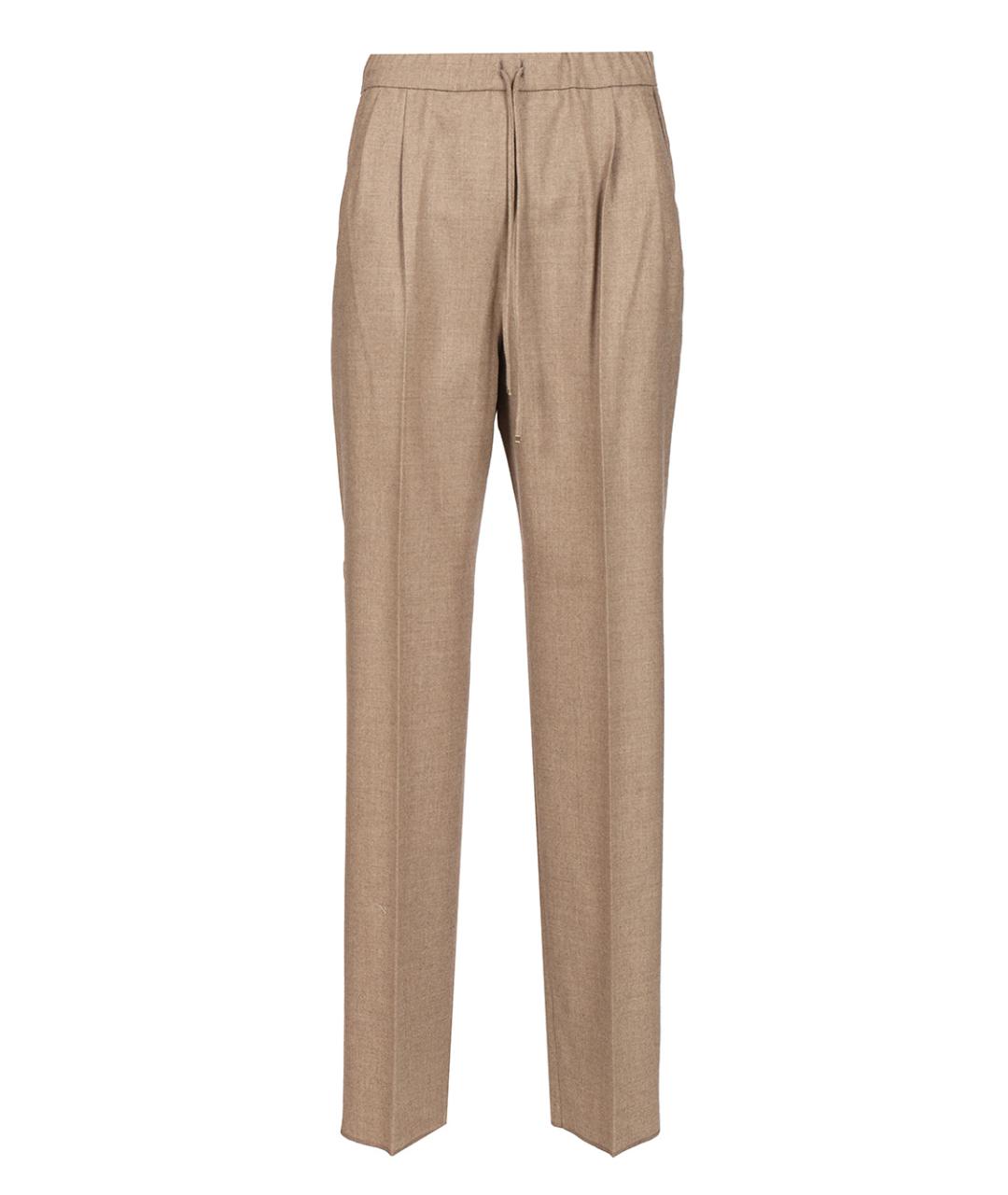 MAX MARA Коричневые кашемировые прямые брюки, фото 1