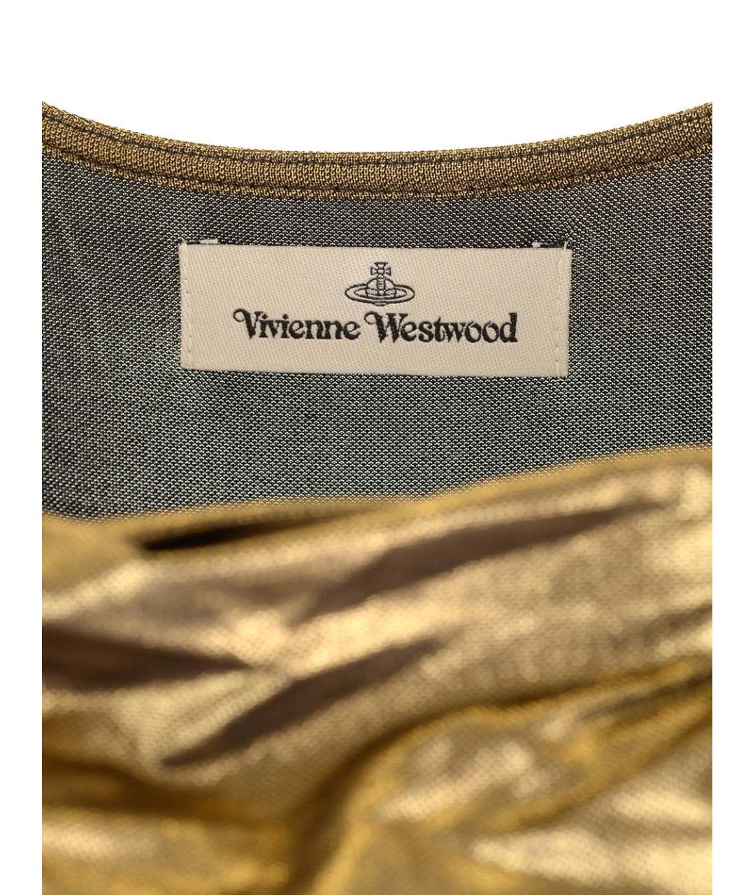 VIVIENNE WESTWOOD Золотое вискозное вечернее платье, фото 4