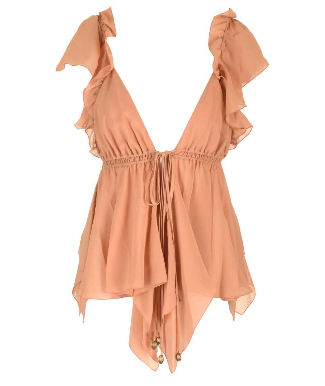 CHLOE Коричневая шелковая блузы, фото 1