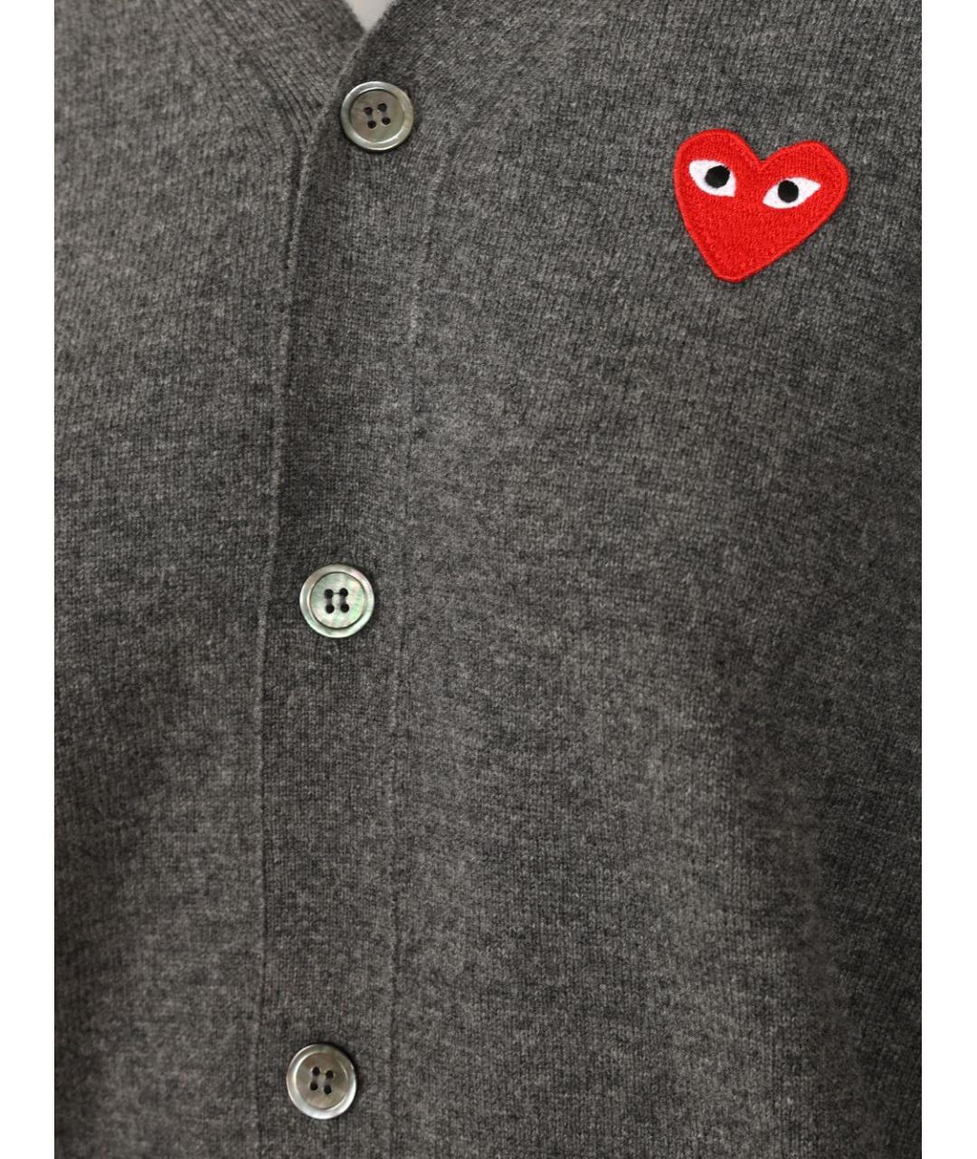 COMME DES GARÇONS PLAY Серый шерстяной кардиган, фото 4