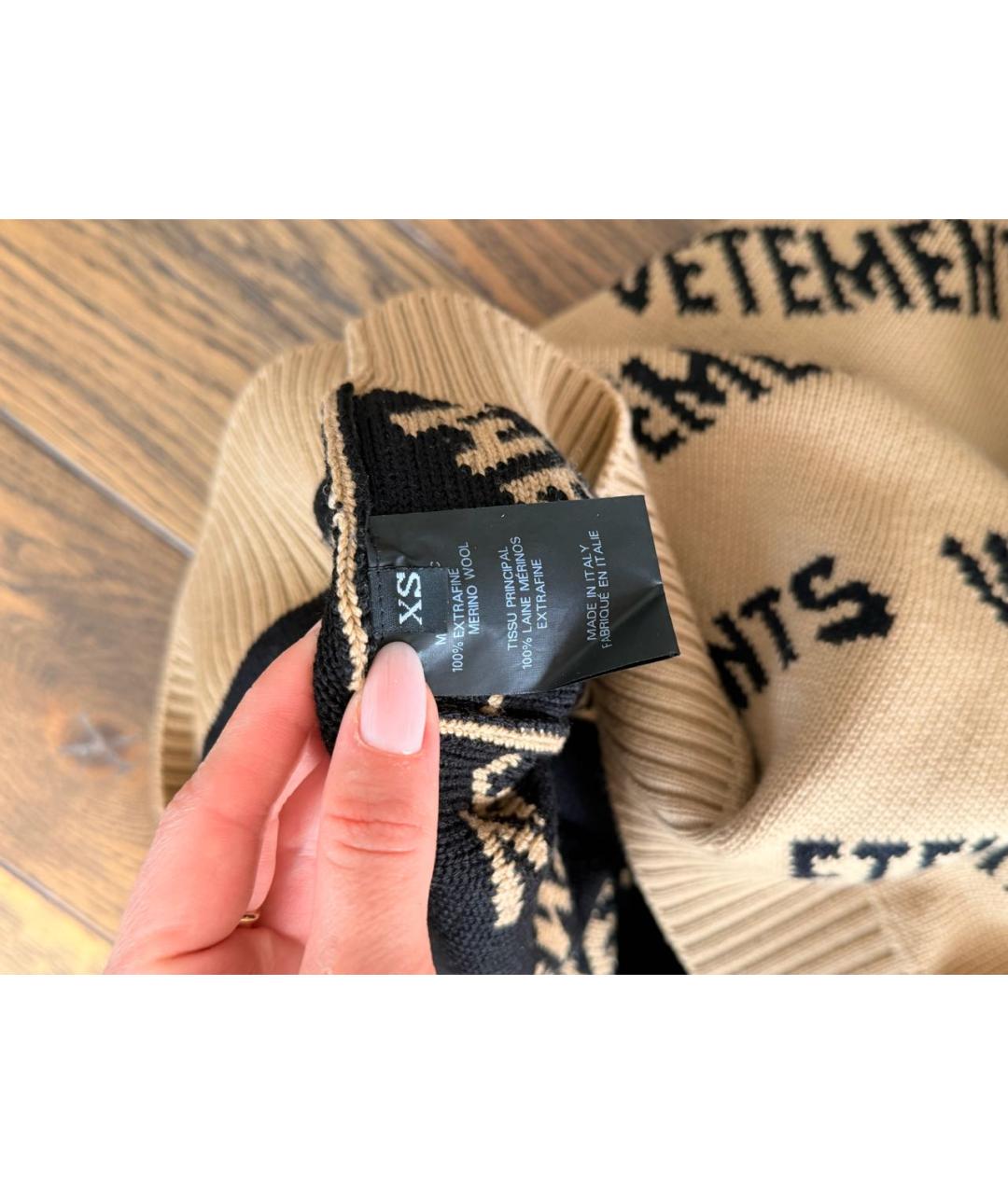 VETEMENTS Коричневый шерстяной джемпер / свитер, фото 5