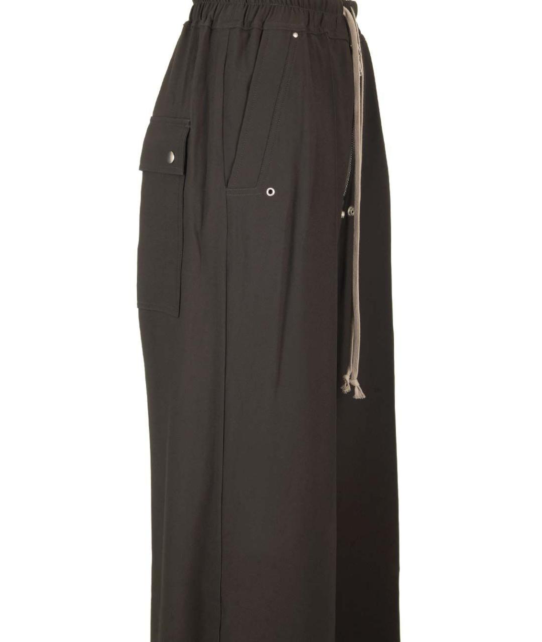RICK OWENS Коричневые вискозные прямые брюки, фото 3