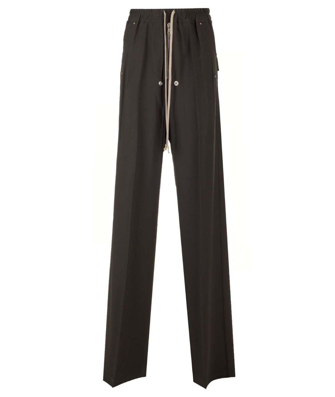 RICK OWENS Коричневые вискозные прямые брюки, фото 1