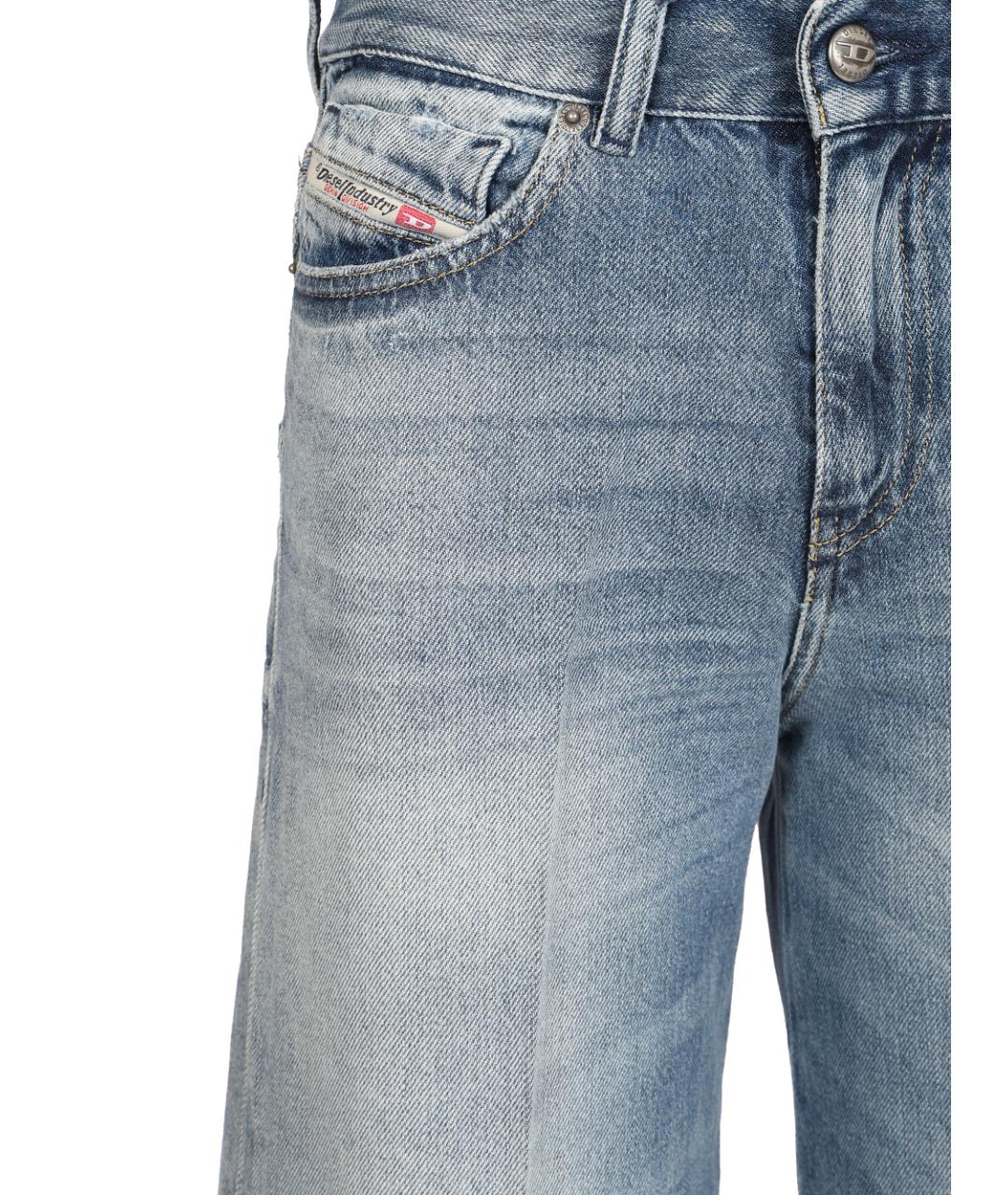 DIESEL Голубые хлопко-лиоцелловые прямые джинсы, фото 4