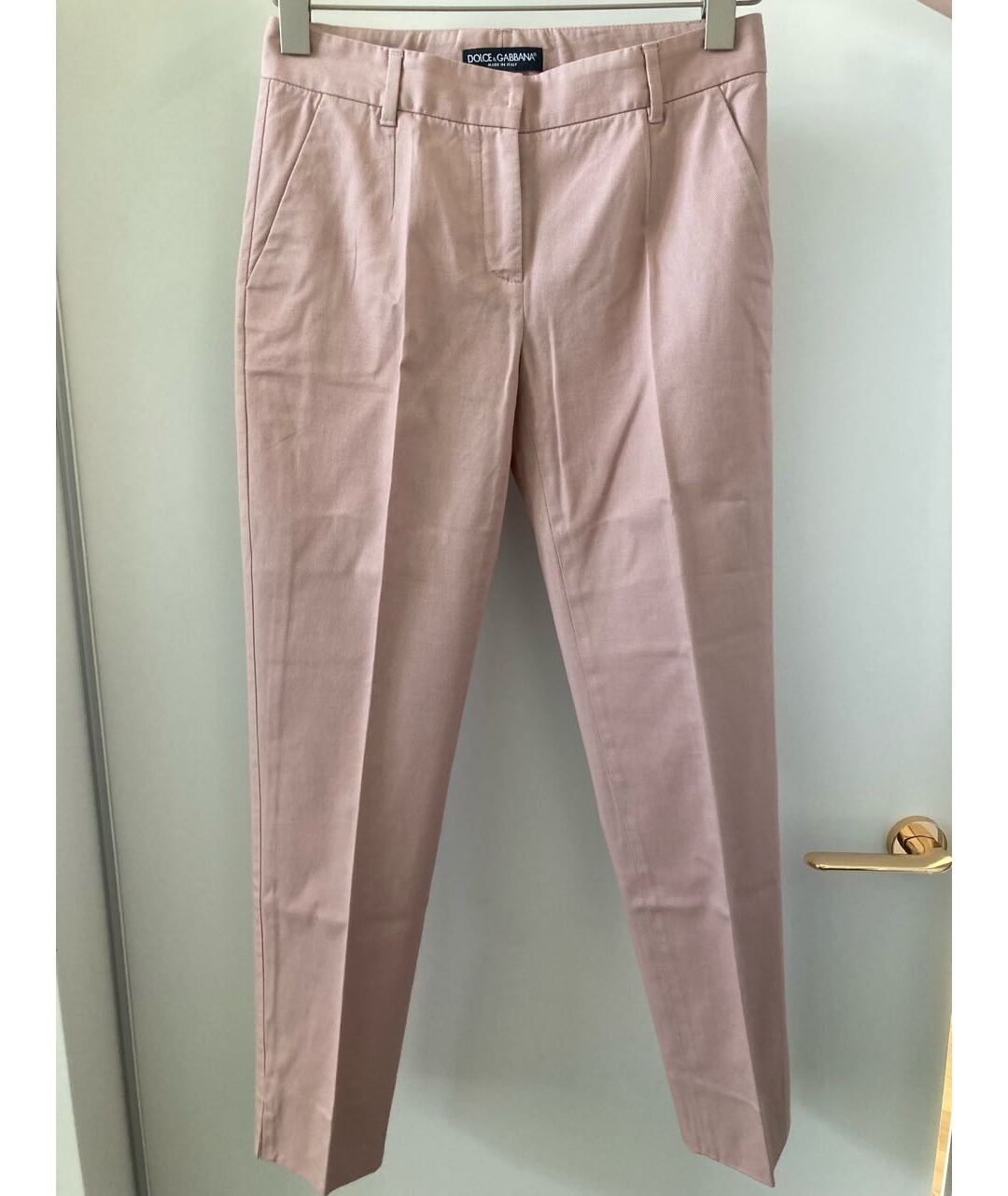 DOLCE&GABBANA Розовые хлопко-эластановые прямые брюки, фото 5