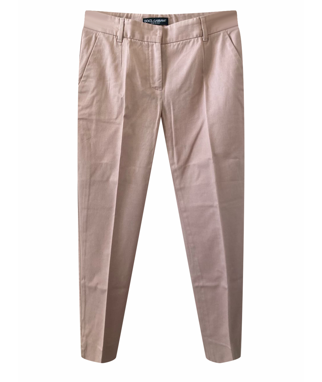 DOLCE&GABBANA Розовые хлопко-эластановые прямые брюки, фото 1