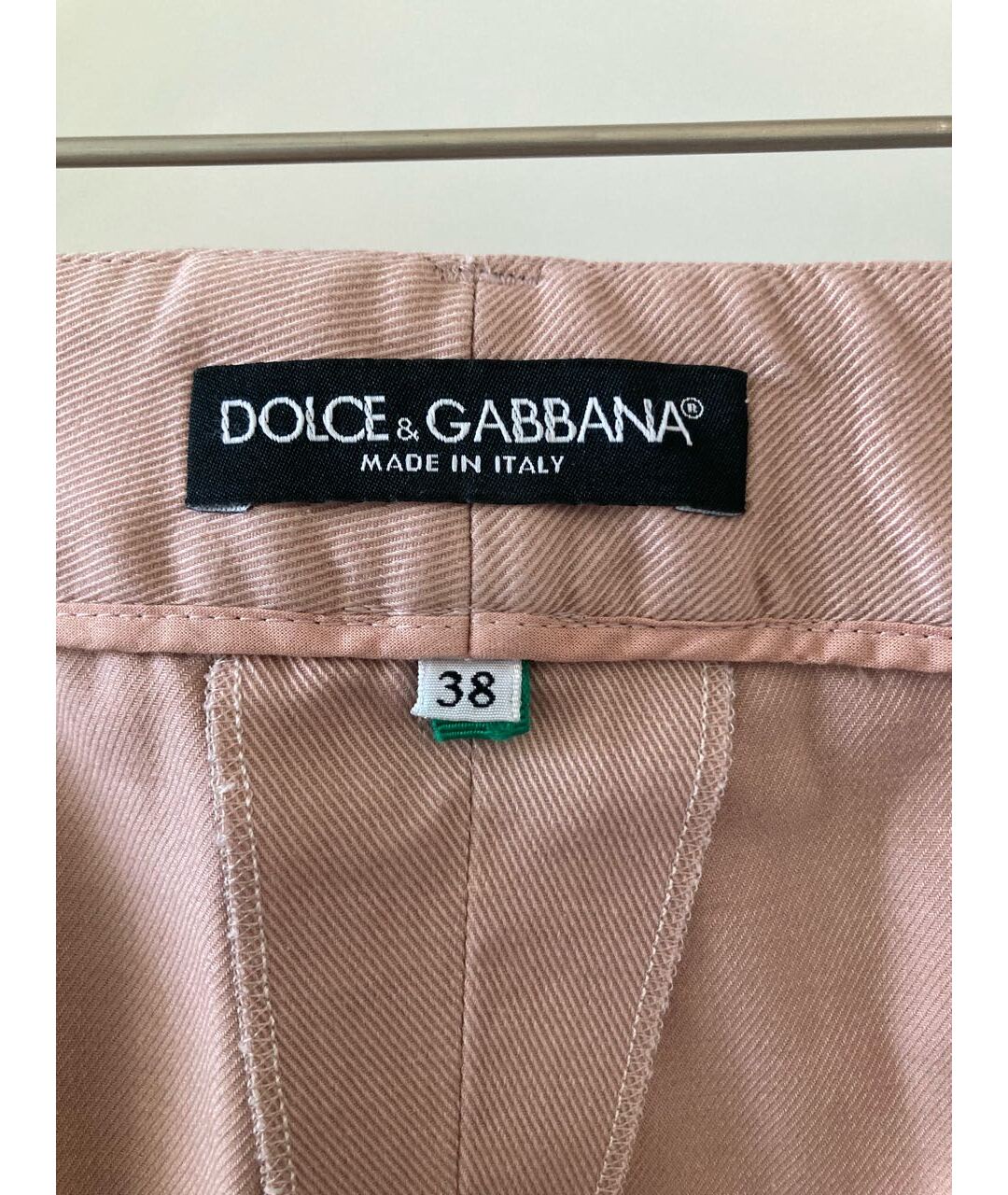 DOLCE&GABBANA Розовые хлопко-эластановые прямые брюки, фото 3