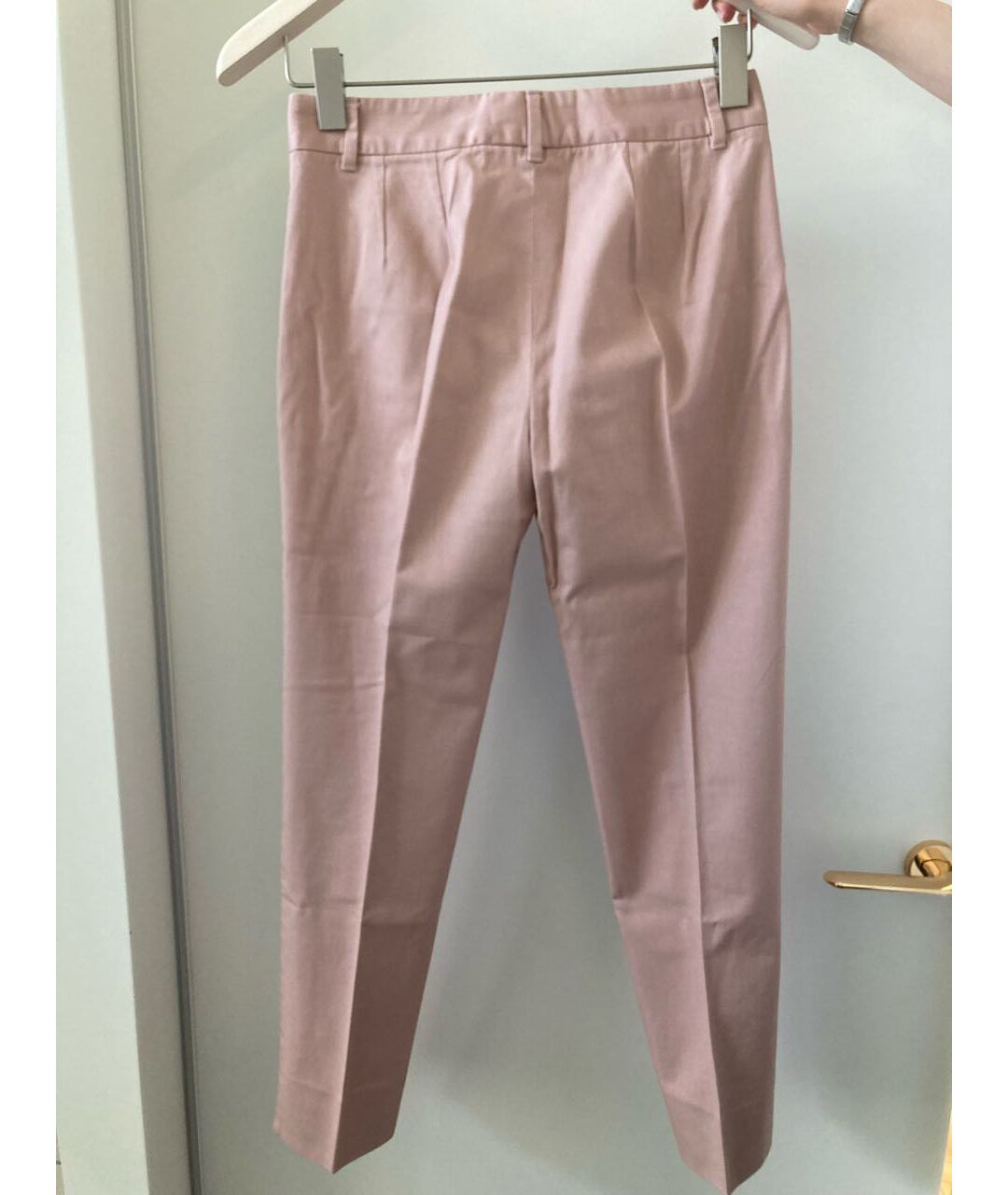 DOLCE&GABBANA Розовые хлопко-эластановые прямые брюки, фото 2