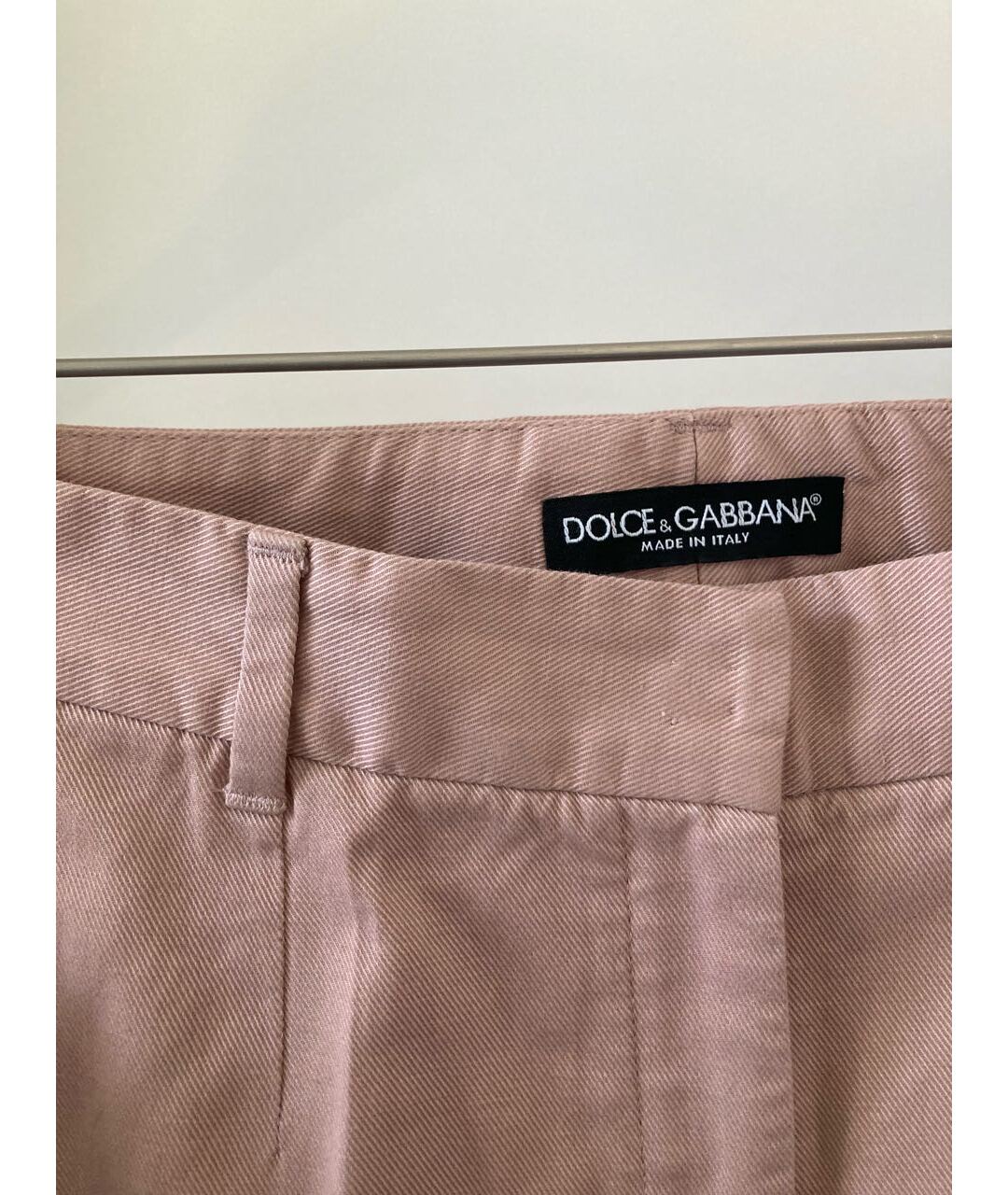 DOLCE&GABBANA Розовые хлопко-эластановые прямые брюки, фото 4