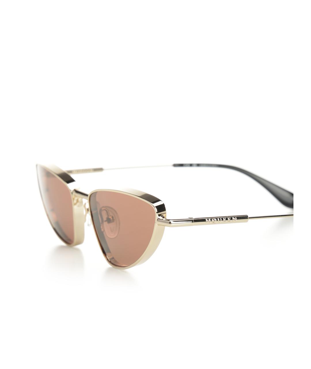ALEXANDER MCQUEEN Золотые металлические солнцезащитные очки, фото 3