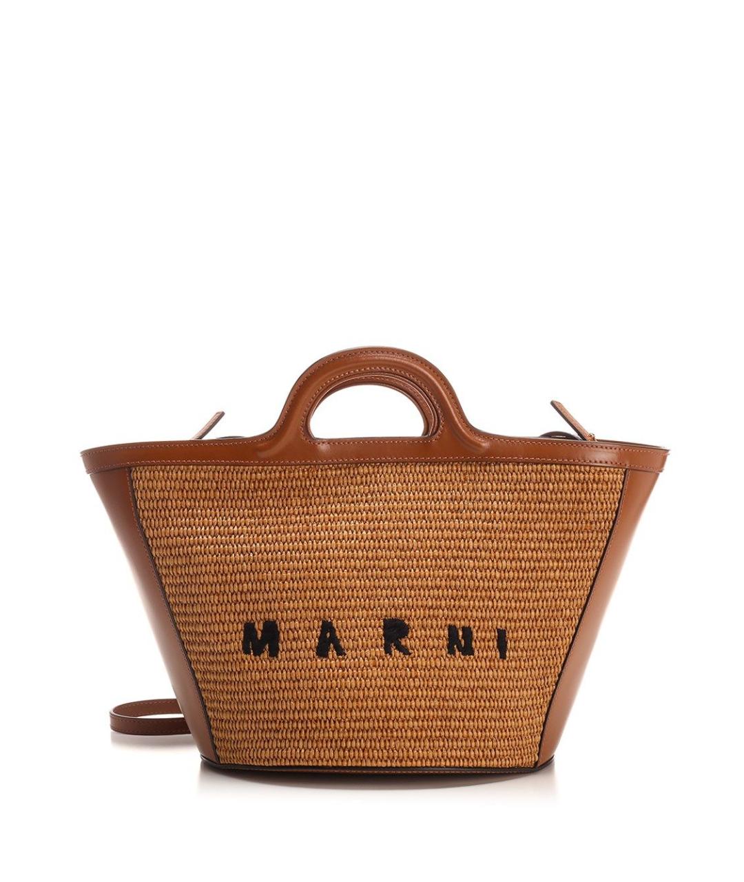 MARNI Коричневая рафия сумка тоут, фото 1