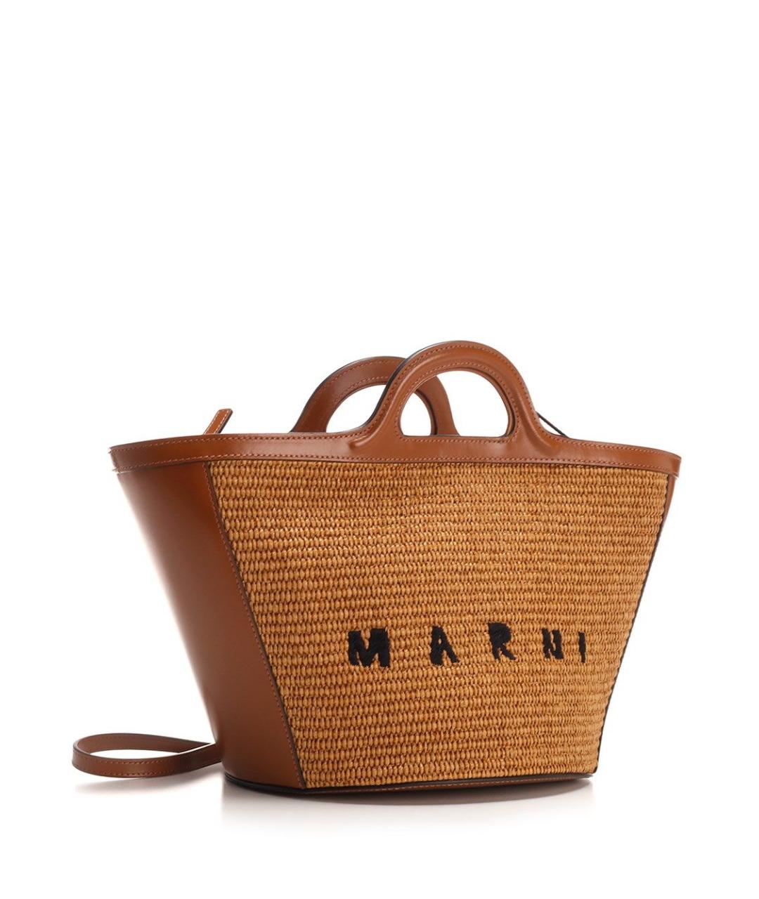 MARNI Коричневая рафия сумка тоут, фото 2